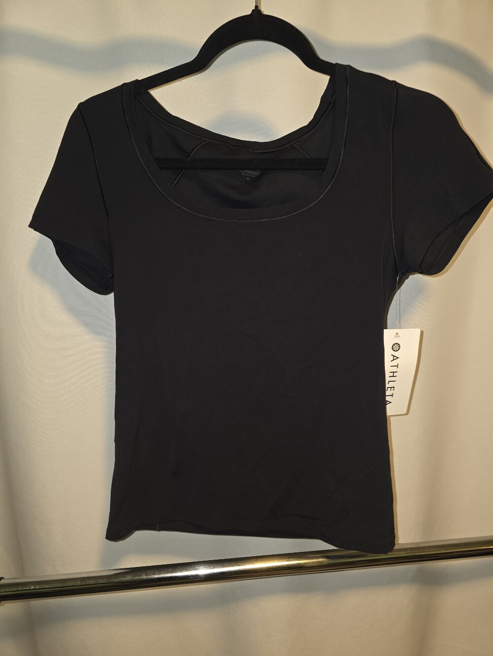 Athleta Black Transcend  Scoop-Neck Short Sleeve Performance Tee